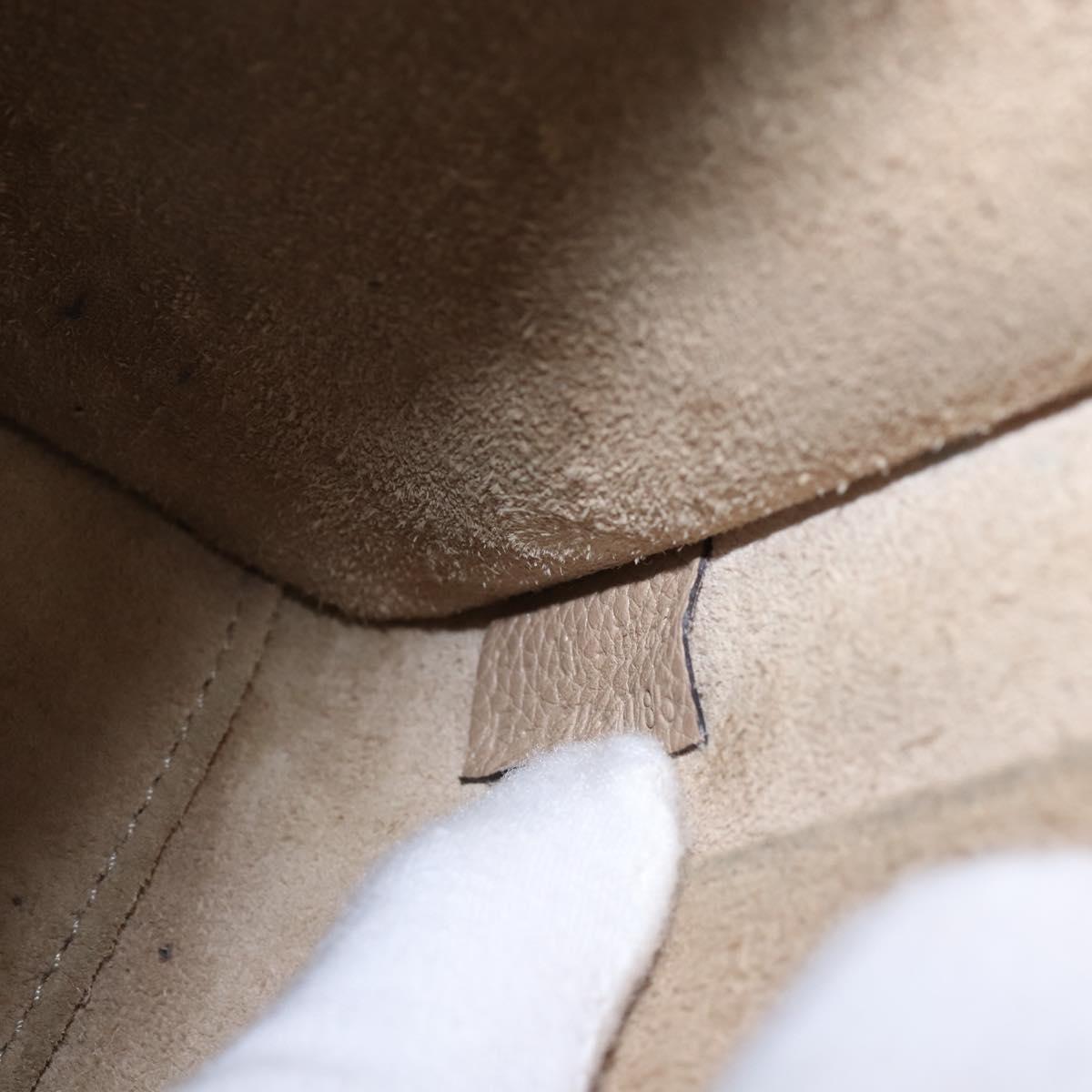 CELINE Luggage nano Hand Bag Leather 2way Beige Silver Auth yk19706