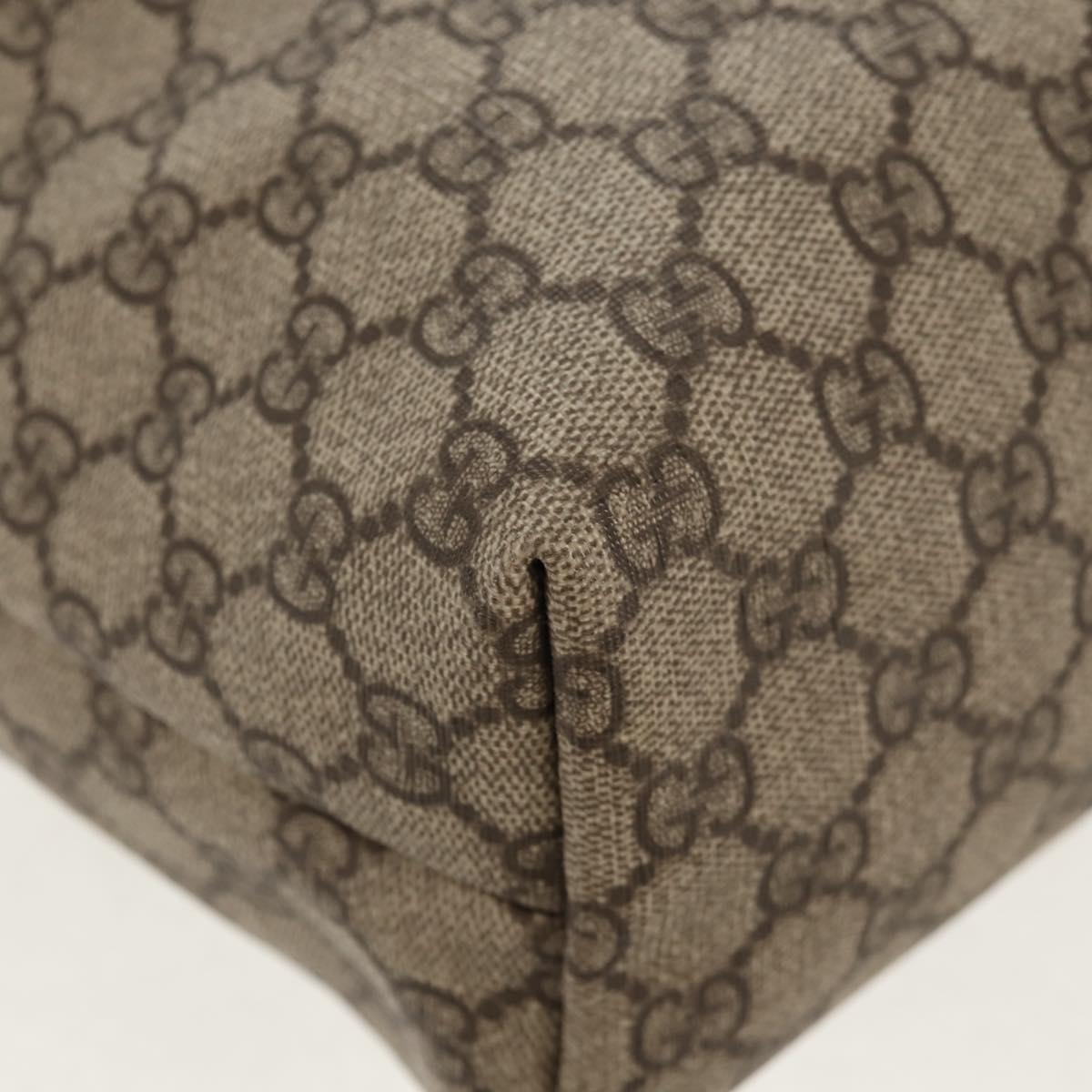 GUCCI GG Supreme Tote Bag PVC Leather Beige Silver 189897 Auth yk19708V