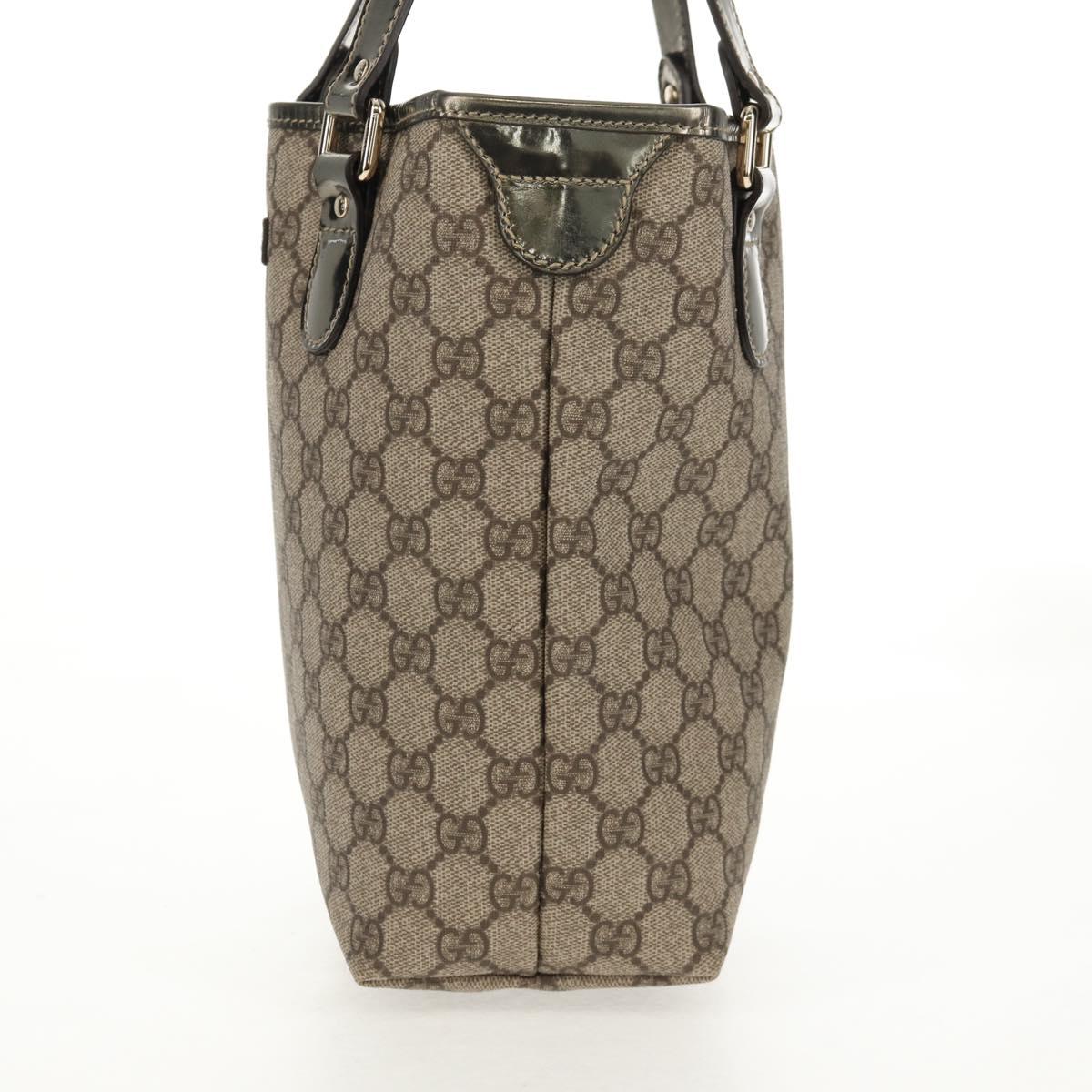 GUCCI GG Supreme Tote Bag PVC Leather Beige Silver 189897 Auth yk19708V