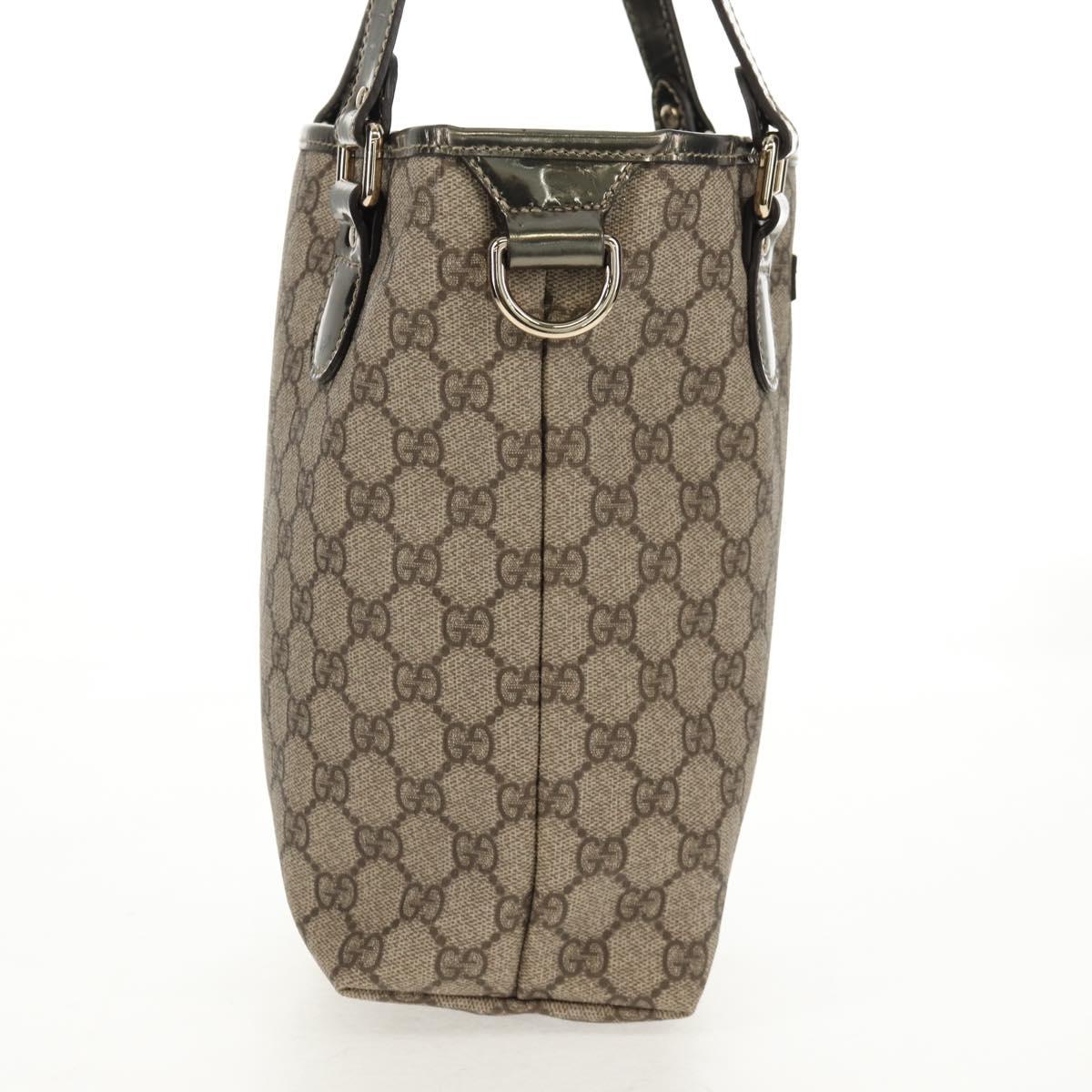 GUCCI GG Supreme Tote Bag PVC Leather Beige Silver 189897 Auth yk19708V