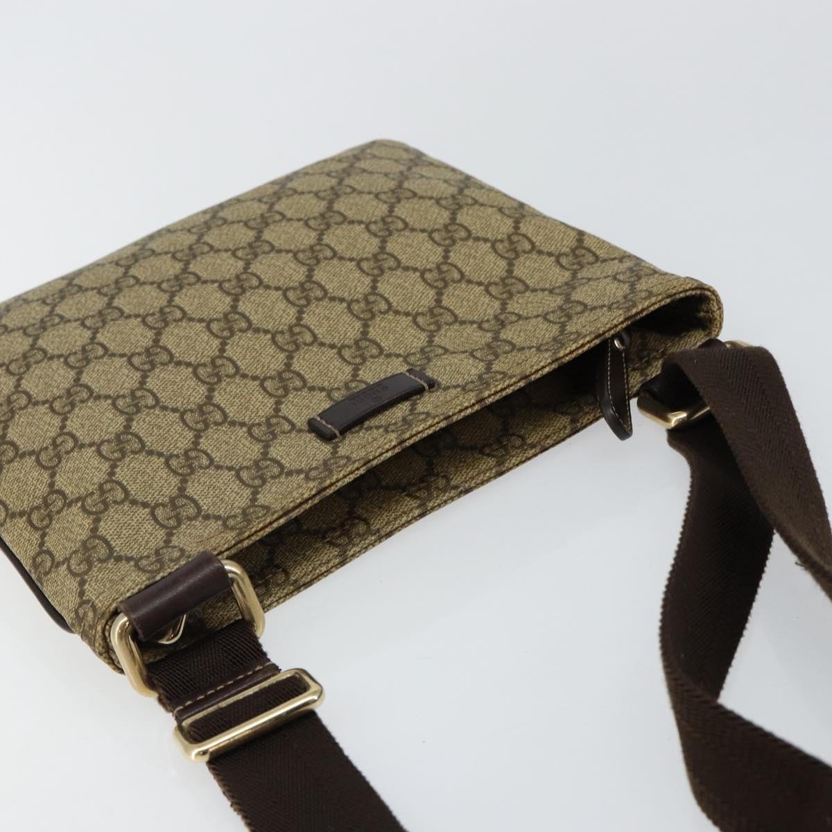 GUCCI GG Supreme Shoulder Bag PVC Beige Gold 201538 Auth yk19709
