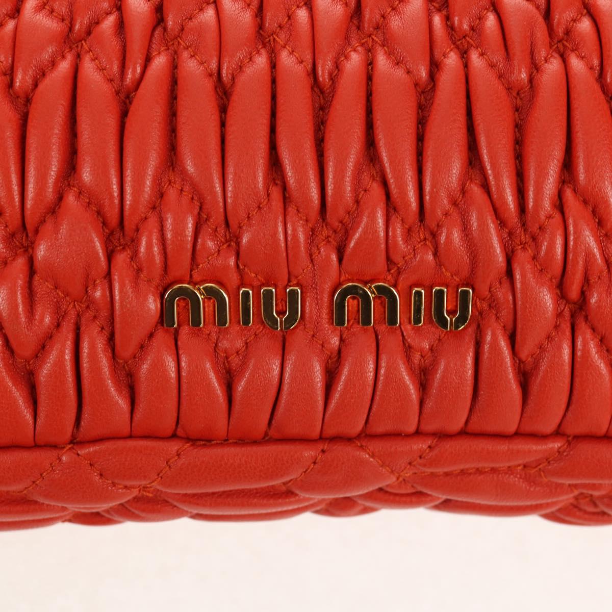 Miu Miu Matelasse Bijoux Shoulder Bag Leather Orange Gold Auth yk19711V