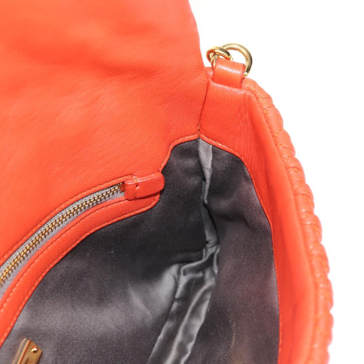 Miu Miu Matelasse Bijoux Shoulder Bag Leather Orange Gold Auth yk19711V
