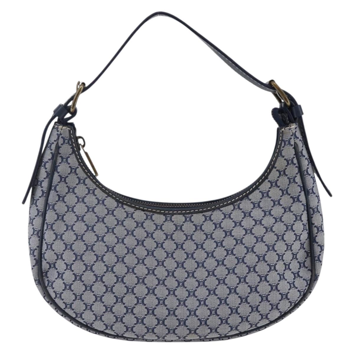 CELINE Macadam Canvas Hand Bag Navy Auth yk19718