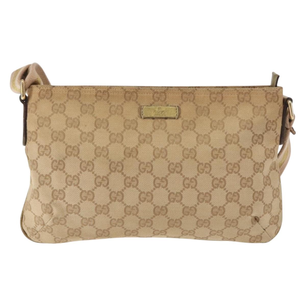 GUCCI GG Canvas Sherry Line Shoulder Bag Beige Gold 189749 001998 Auth yk19719