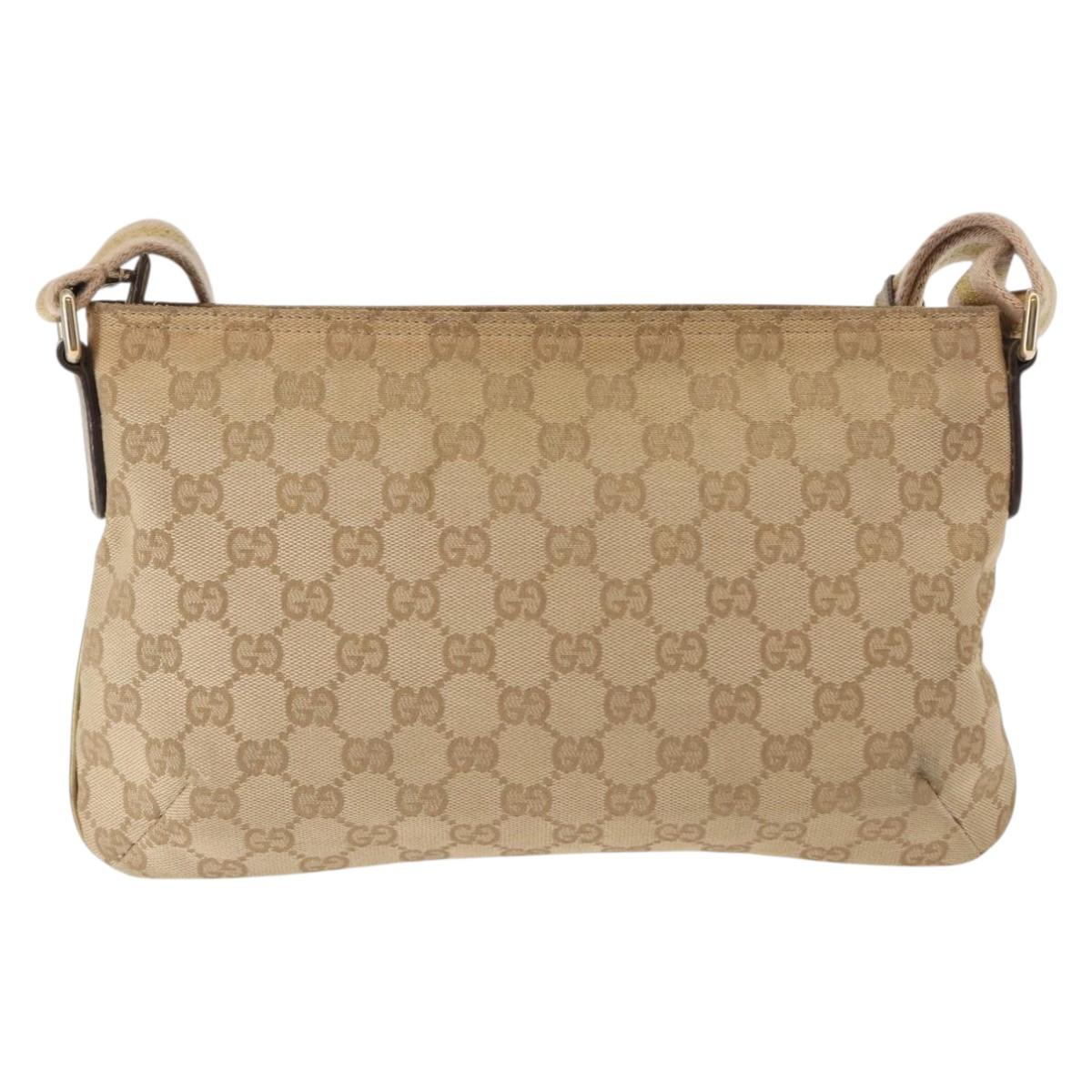 GUCCI GG Canvas Sherry Line Shoulder Bag Beige Gold 189749 001998 Auth yk19719