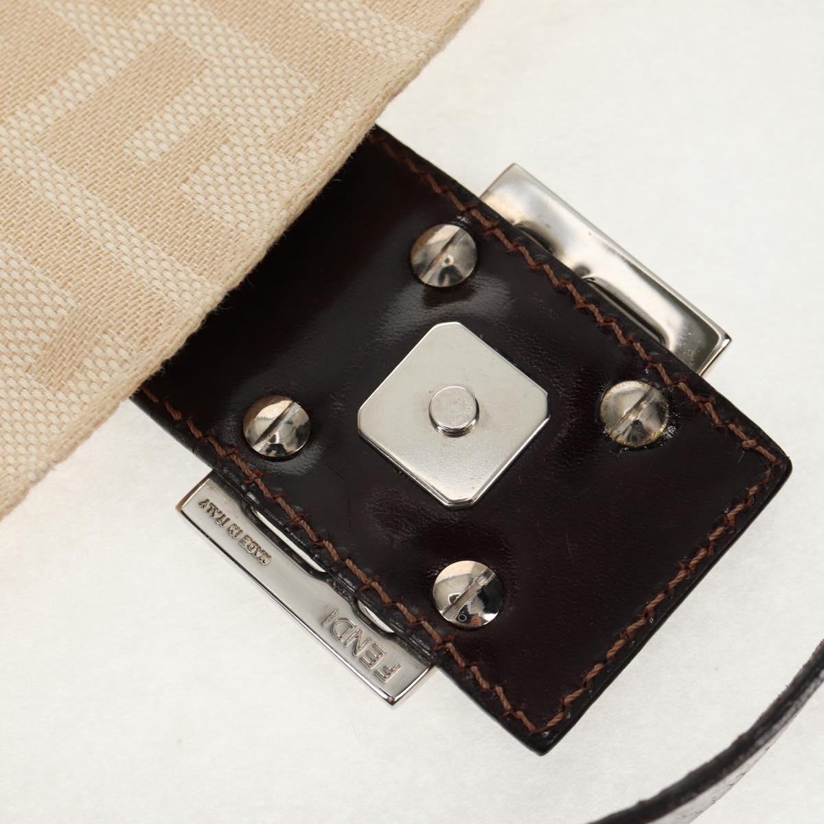 FENDI Zucca Canvas Mamma Baguette Shoulder Bag Beige Silver Auth yk19721V
