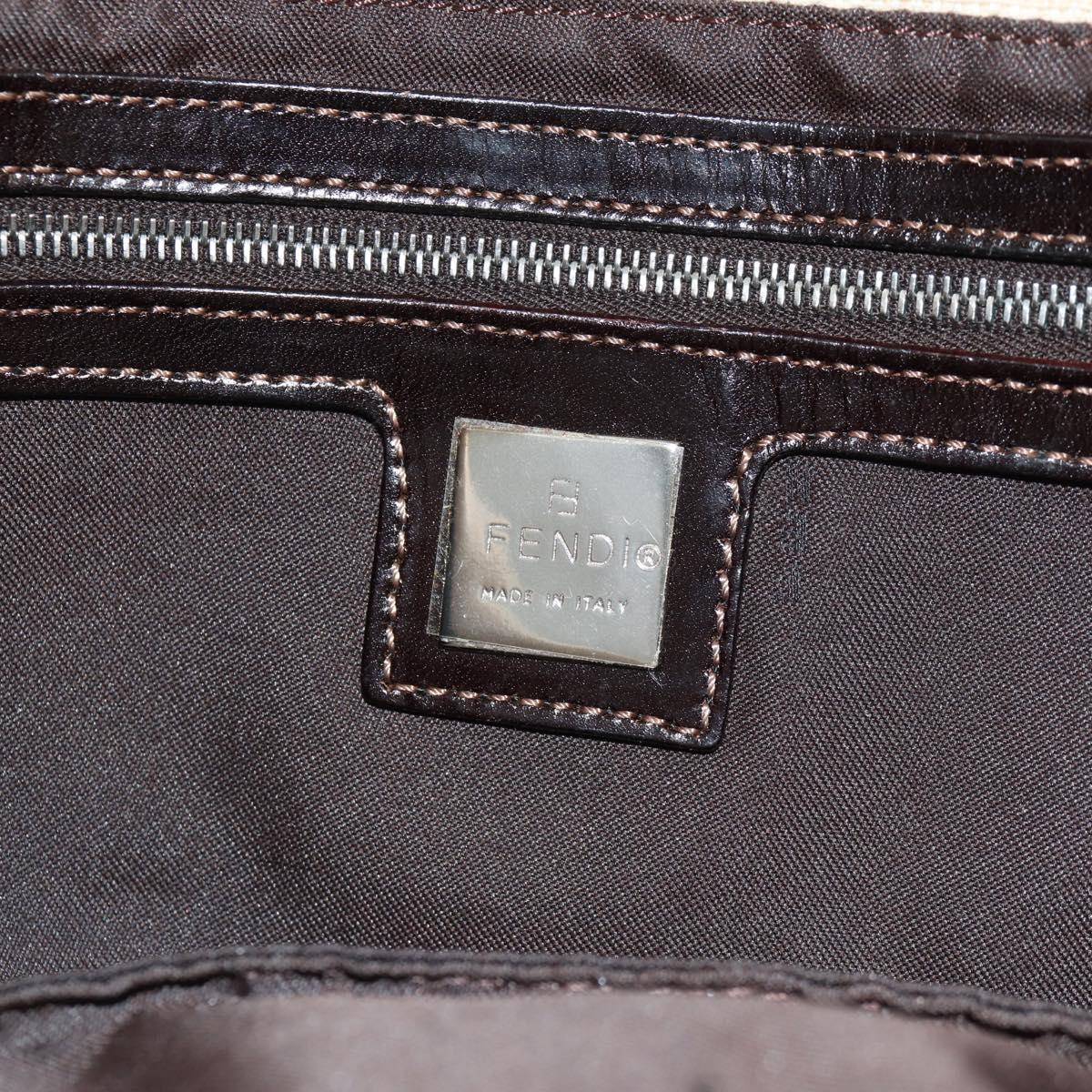 FENDI Zucca Canvas Mamma Baguette Shoulder Bag Beige Silver Auth yk19721V