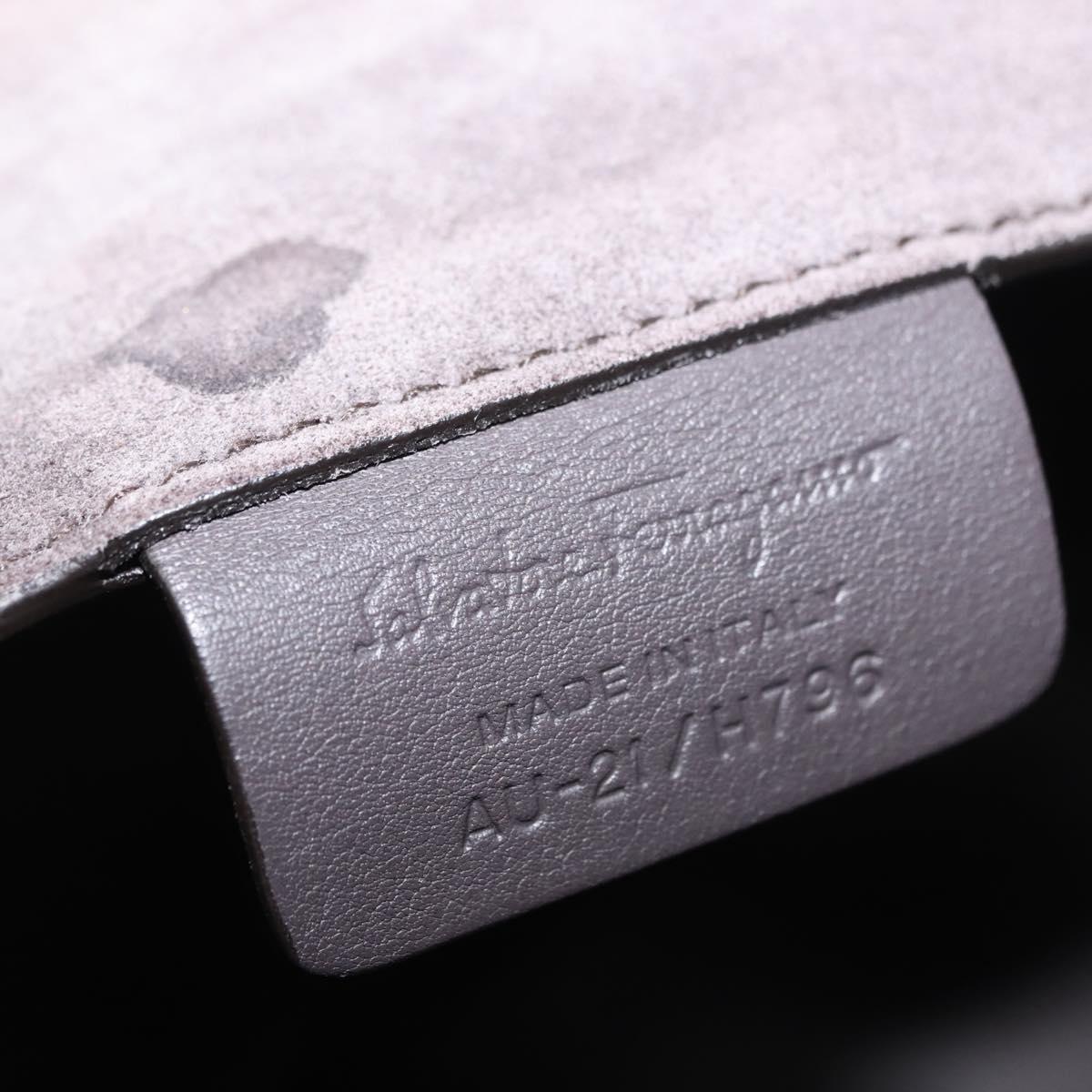 Salvatore Ferragamo Gancini Hand Bag Suede 2way Gray Silver Auth yk19722
