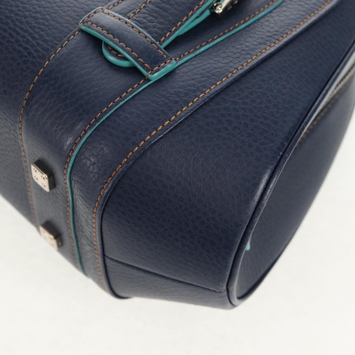 LOEWE Sender Shoulder Bag Leather Navy Silver Auth yk19723V