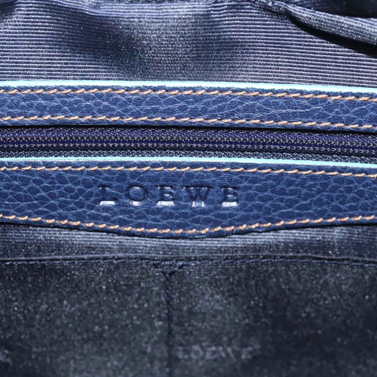 LOEWE Sender Shoulder Bag Leather Navy Silver Auth yk19723V