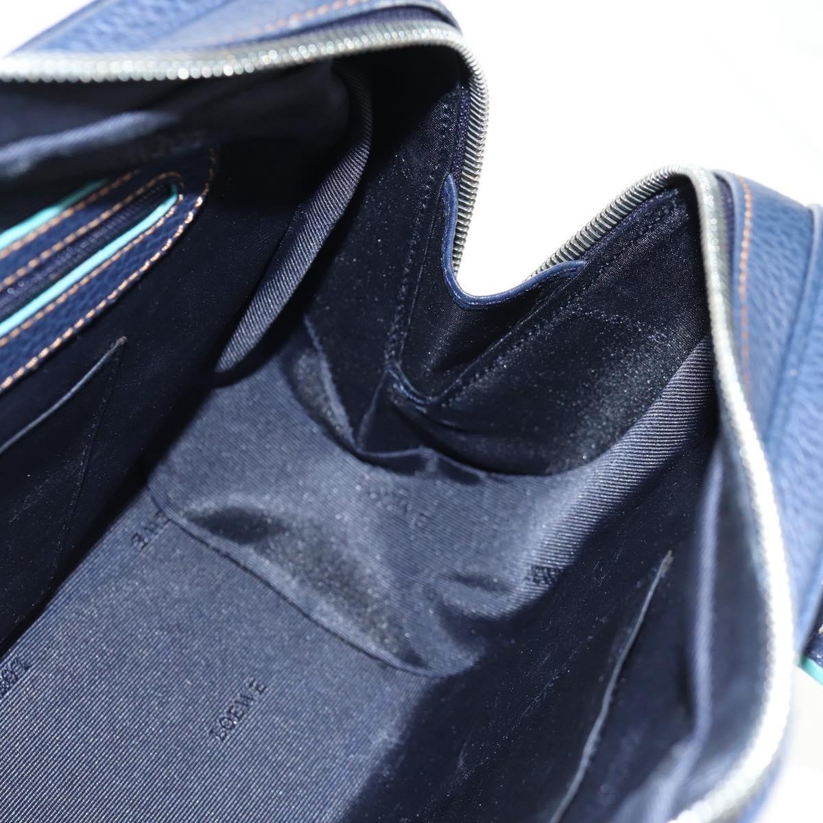 LOEWE Sender Shoulder Bag Leather Navy Silver Auth yk19723V