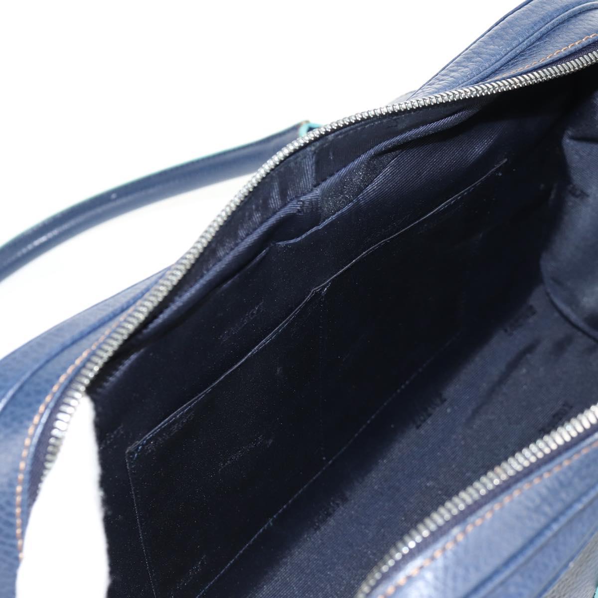 LOEWE Sender Shoulder Bag Leather Navy Silver Auth yk19723V