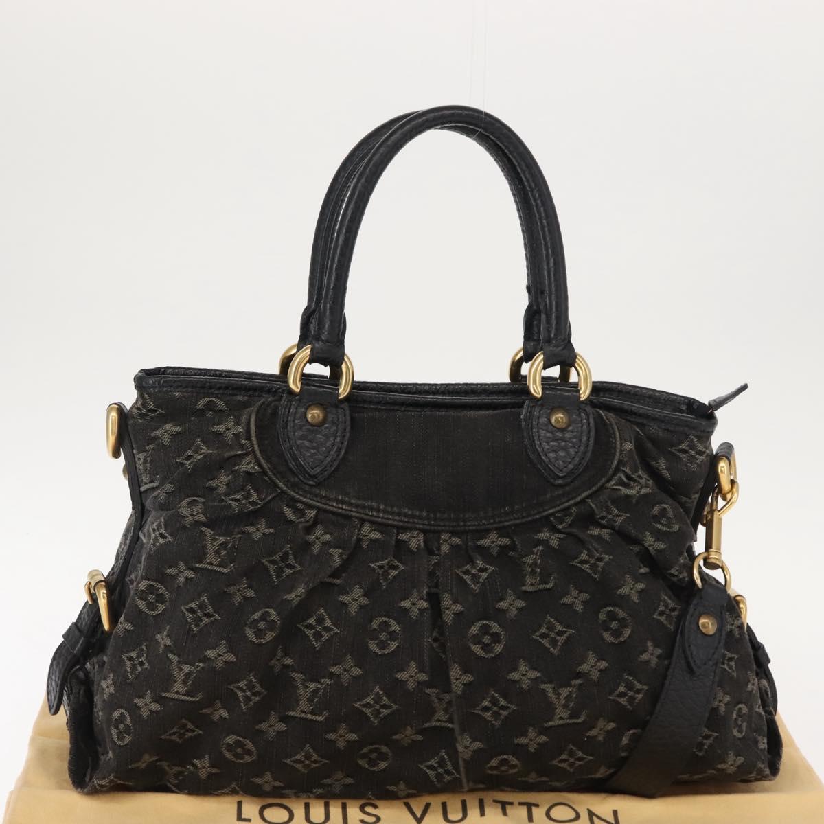 LOUIS VUITTON Monogram Denim Neo Cabby MM Bag 2way Black M95351 LV Auth yk19739
