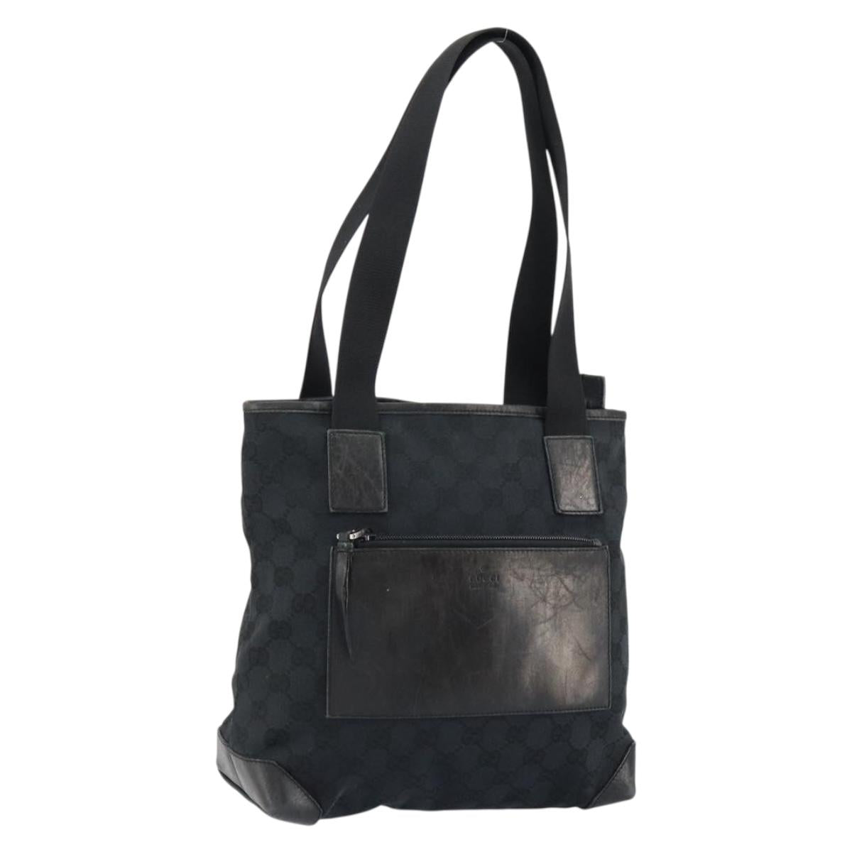 GUCCI GG Canvas Tote Bag Black 019 0402 Auth yk19746