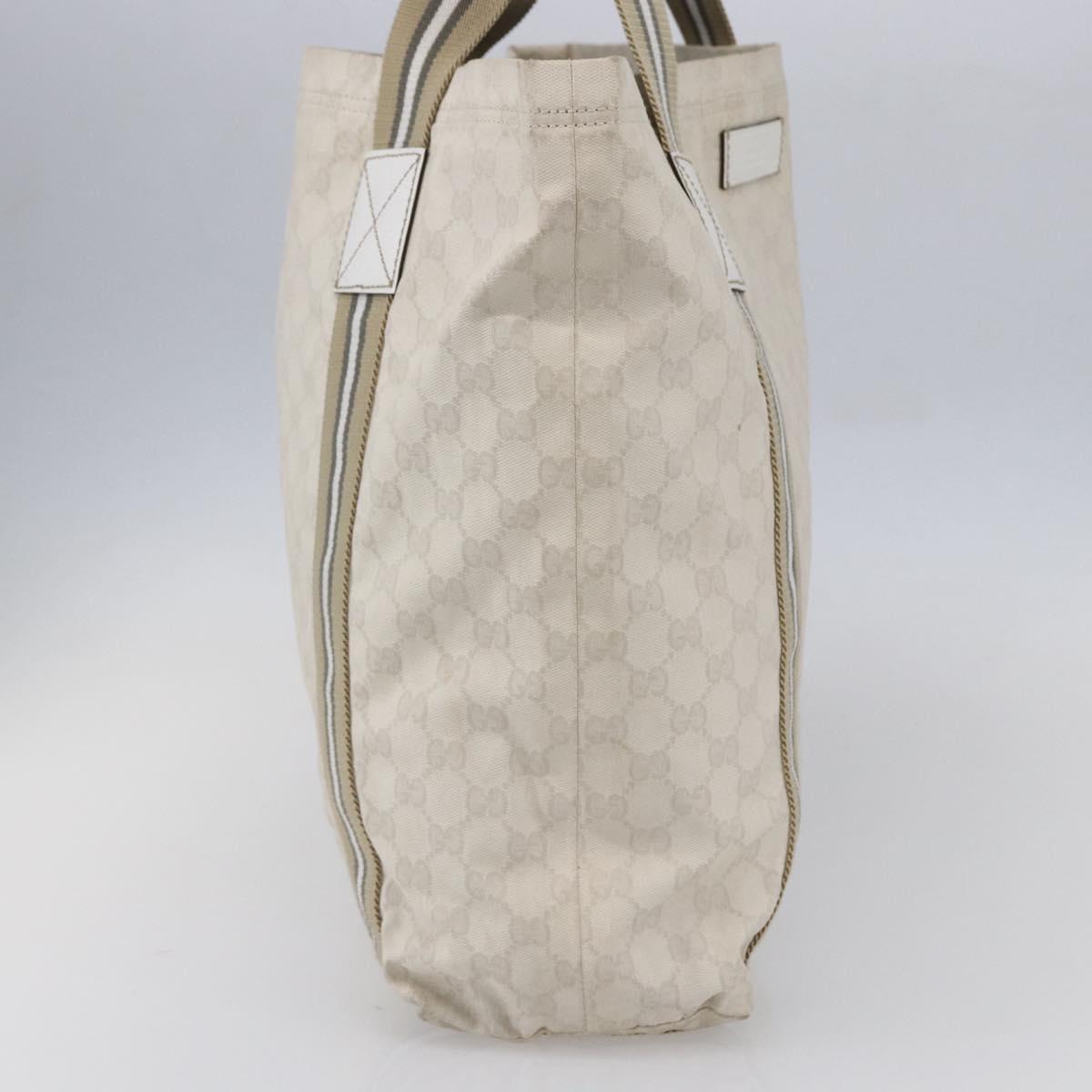 GUCCI GG Canvas Tote Bag White Beige 189669 Auth yk19750