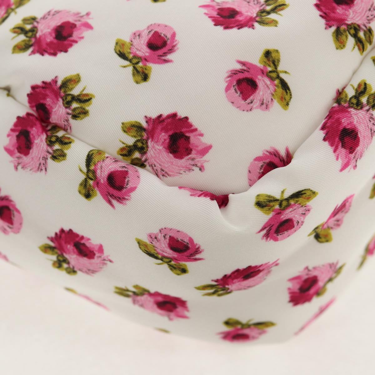 PRADA Floral Hand Bag Nylon 2way White Pink Silver 1BA359 Auth yk19751M
