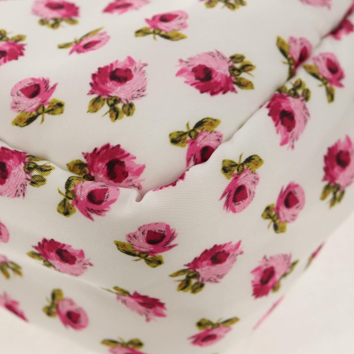 PRADA Floral Hand Bag Nylon 2way White Pink Silver 1BA359 Auth yk19751M