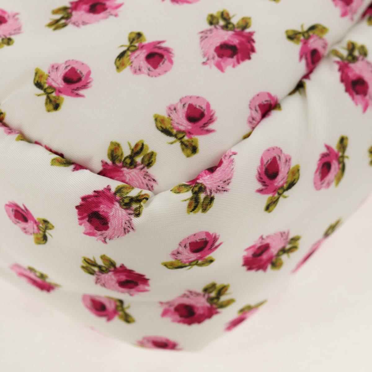 PRADA Floral Hand Bag Nylon 2way White Pink Silver 1BA359 Auth yk19751M