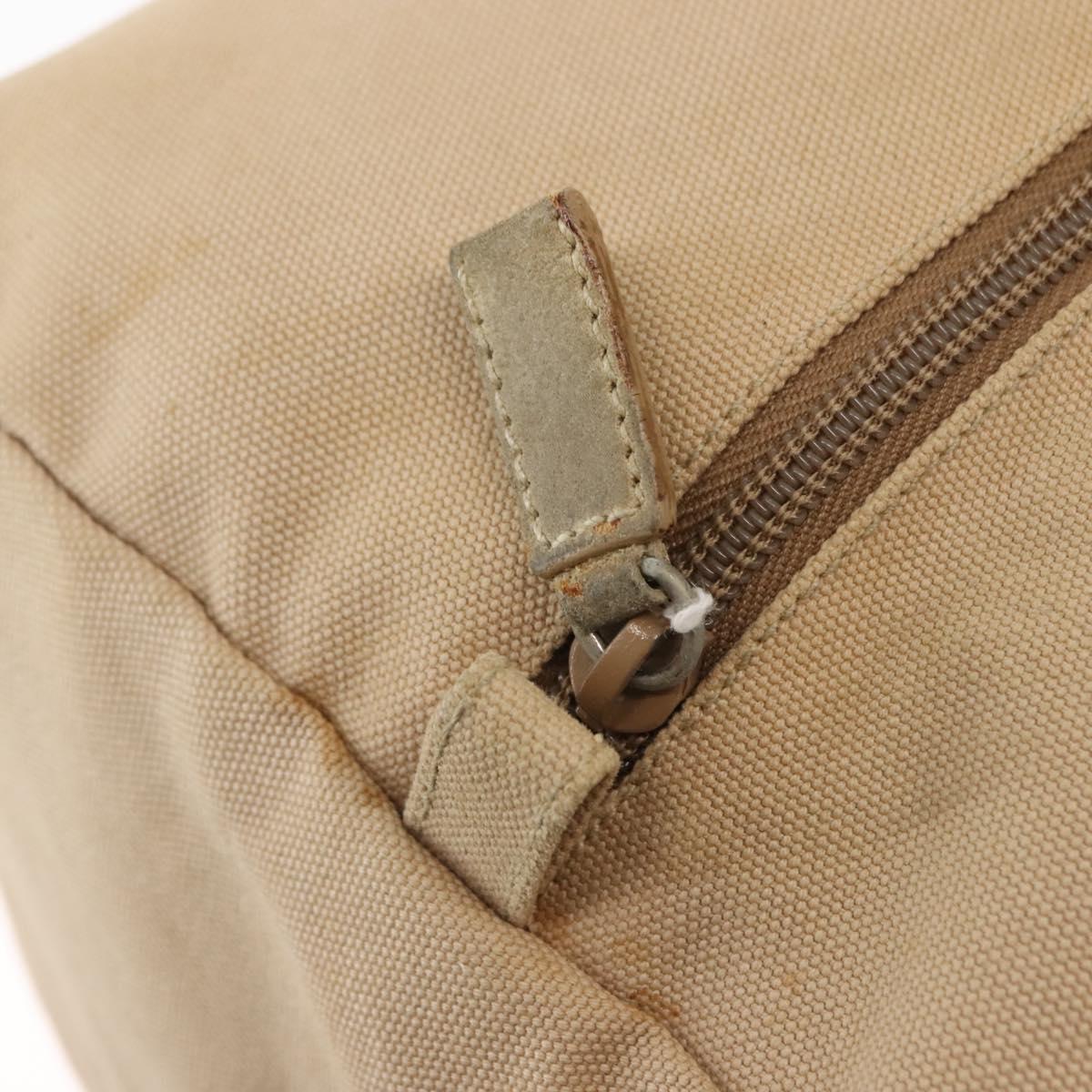 PRADA Tote Bag Canvas Leather Beige Silver Auth yk19753