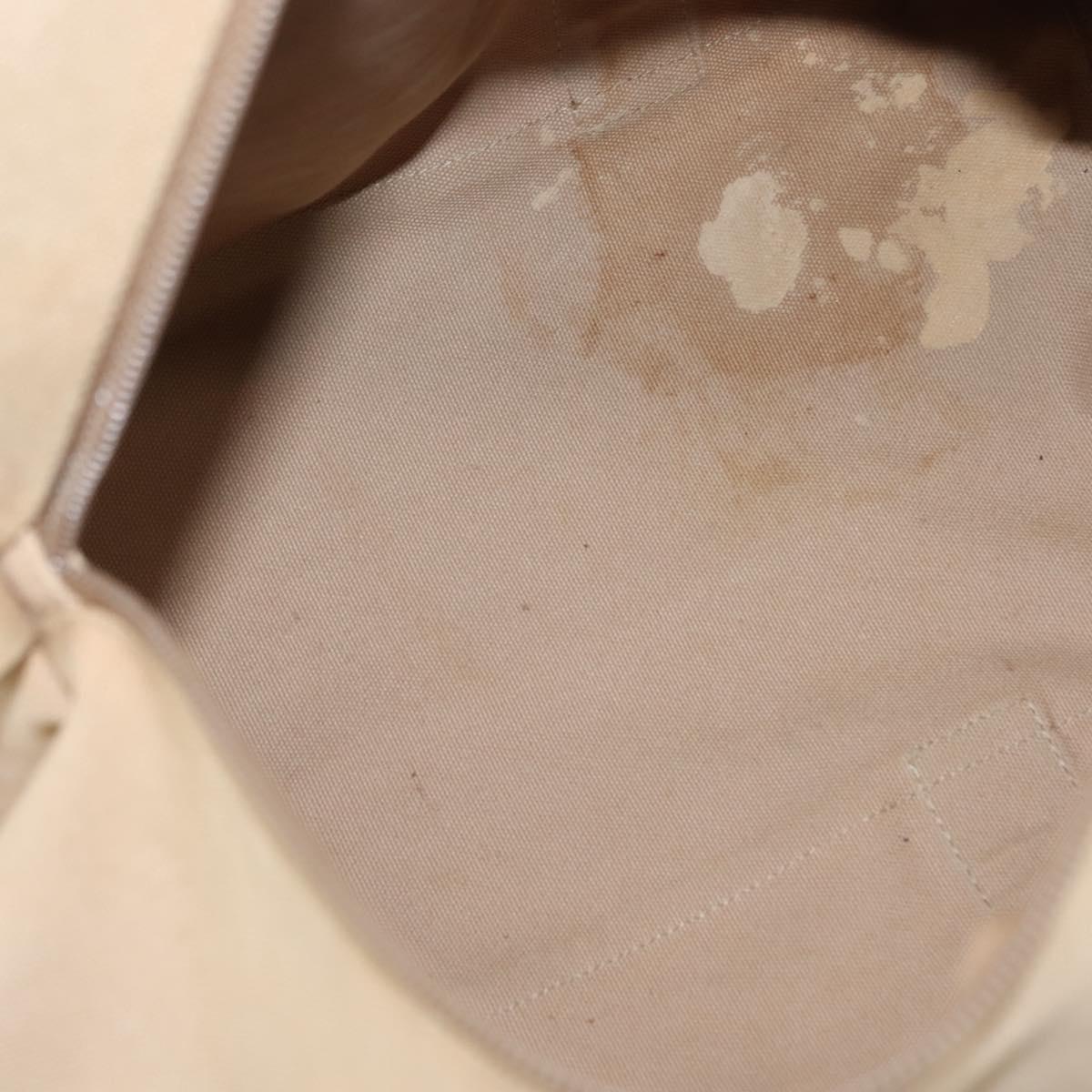 PRADA Tote Bag Canvas Leather Beige Silver Auth yk19753