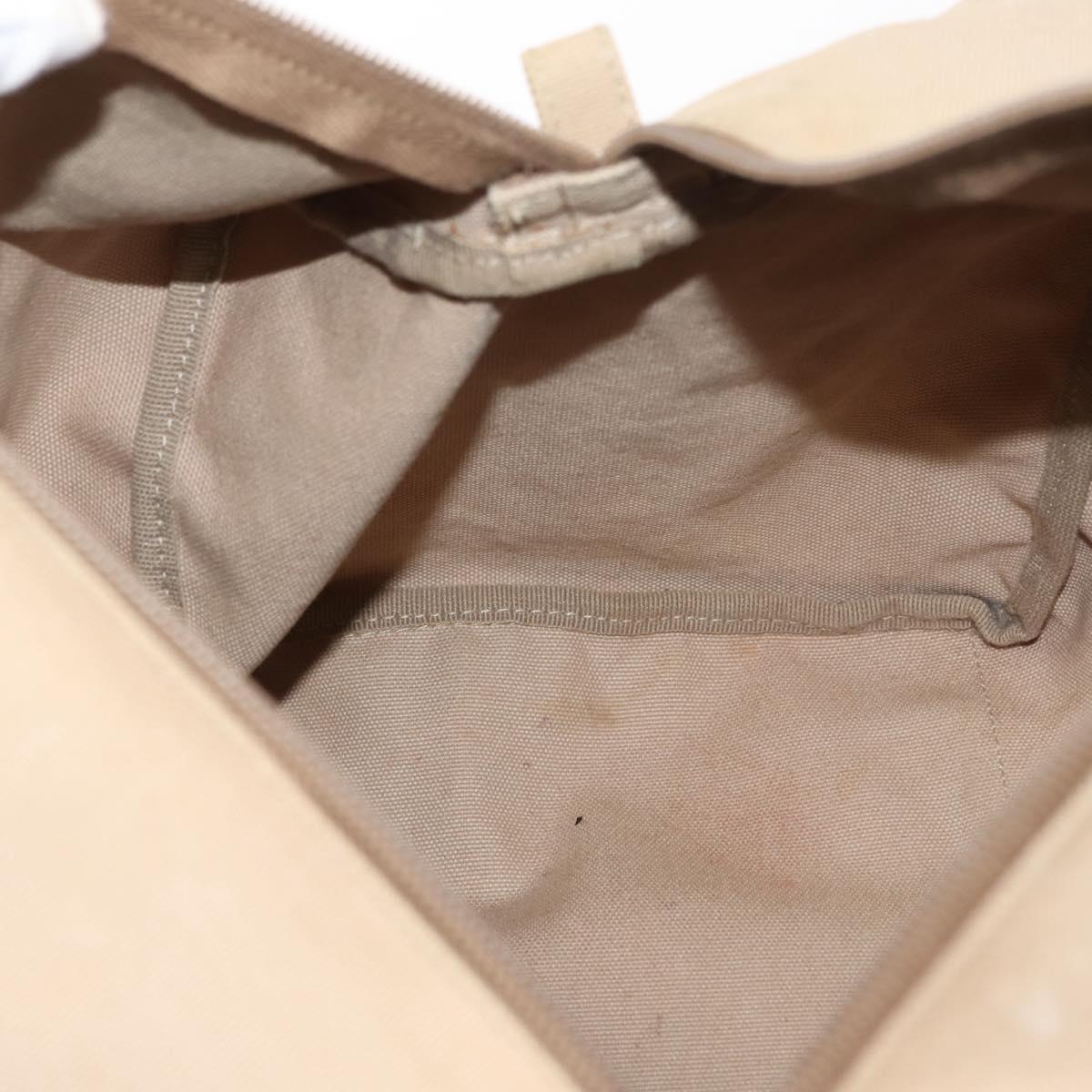 PRADA Tote Bag Canvas Leather Beige Silver Auth yk19753