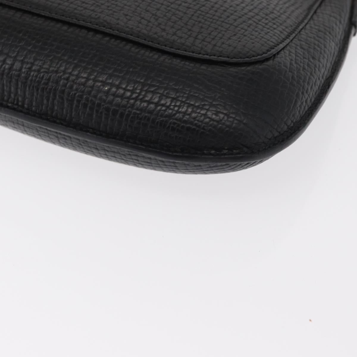 LOEWE Accessory Pouch Leather Black Silver Auth yk19756