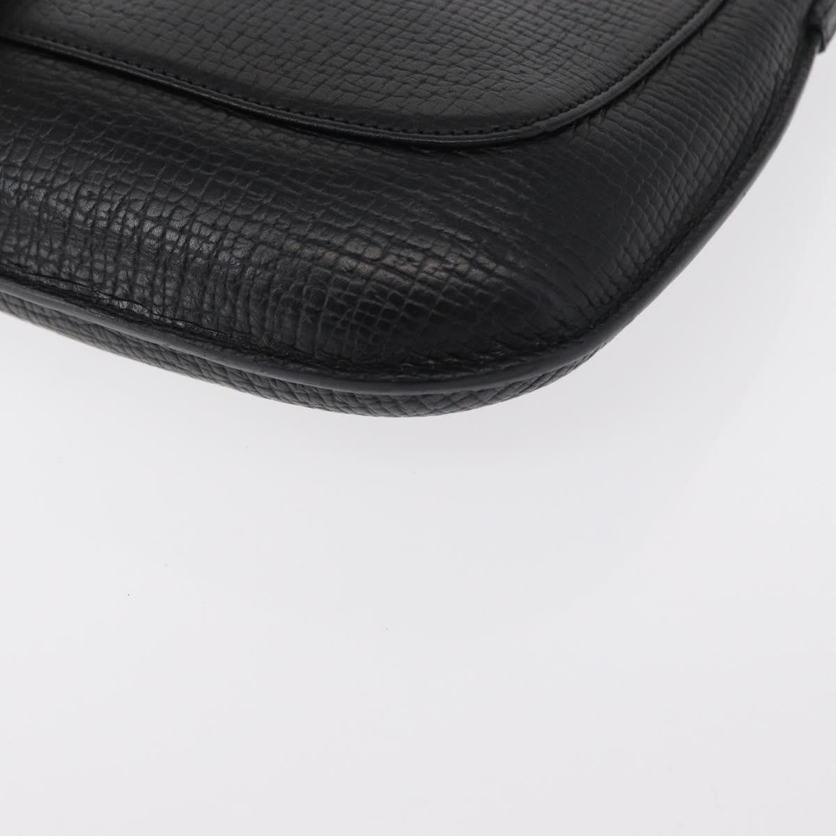 LOEWE Accessory Pouch Leather Black Silver Auth yk19756