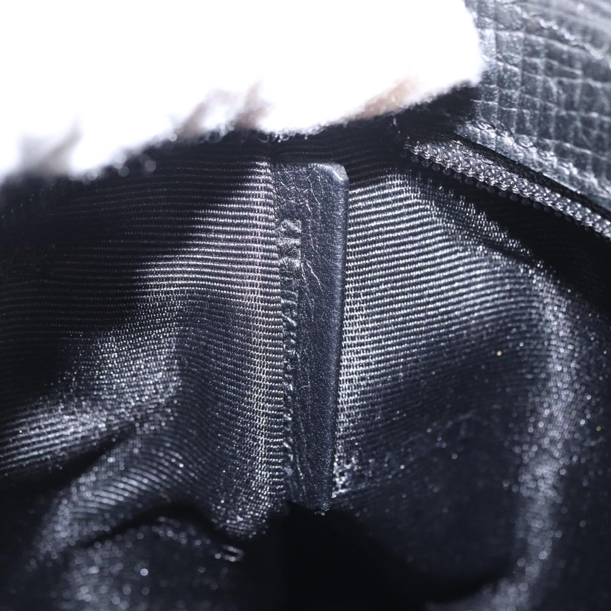 LOEWE Accessory Pouch Leather Black Silver Auth yk19756