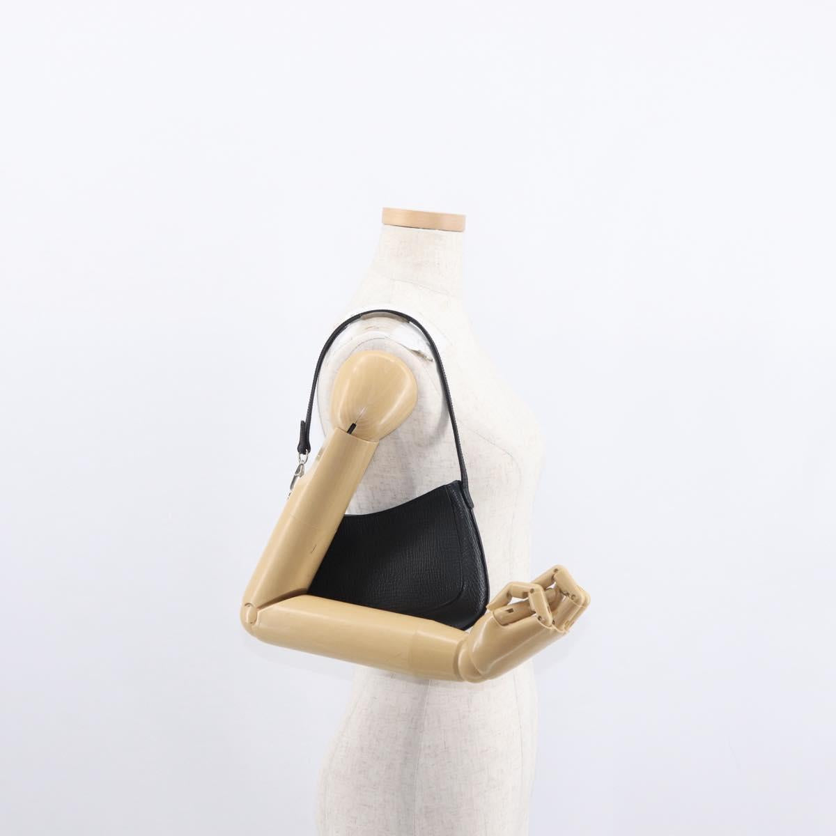 LOEWE Accessory Pouch Leather Black Silver Auth yk19756