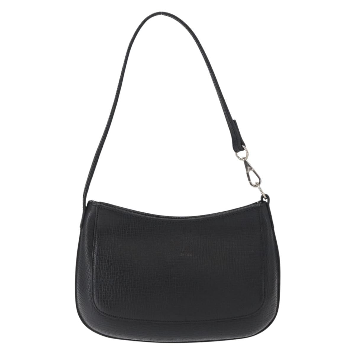LOEWE Accessory Pouch Leather Black Silver Auth yk19756