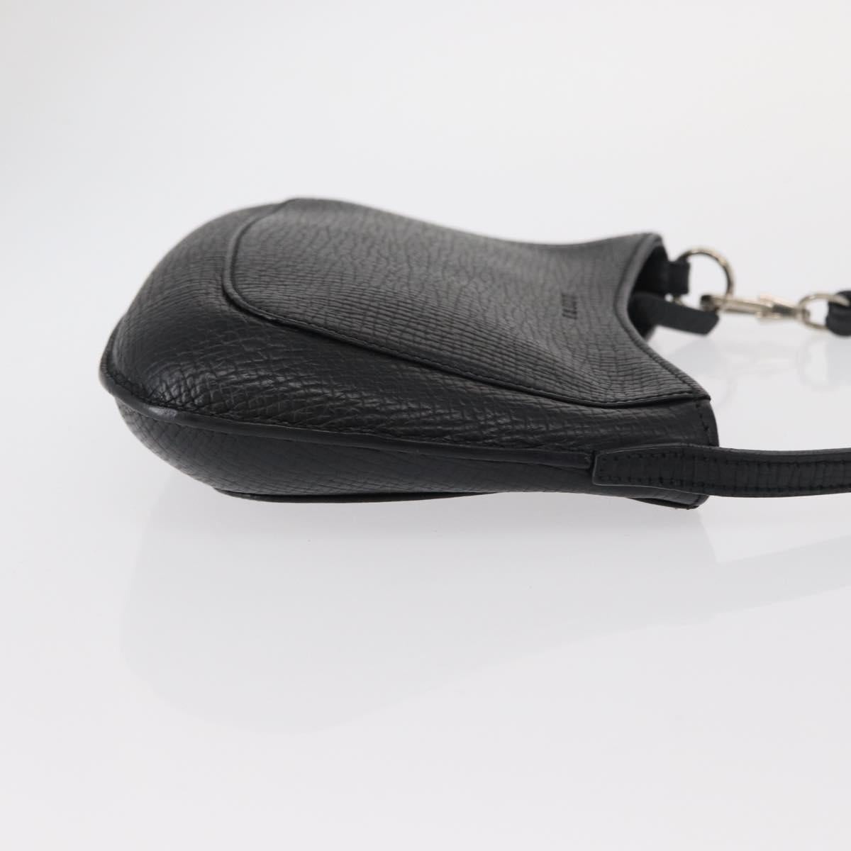 LOEWE Accessory Pouch Leather Black Silver Auth yk19756