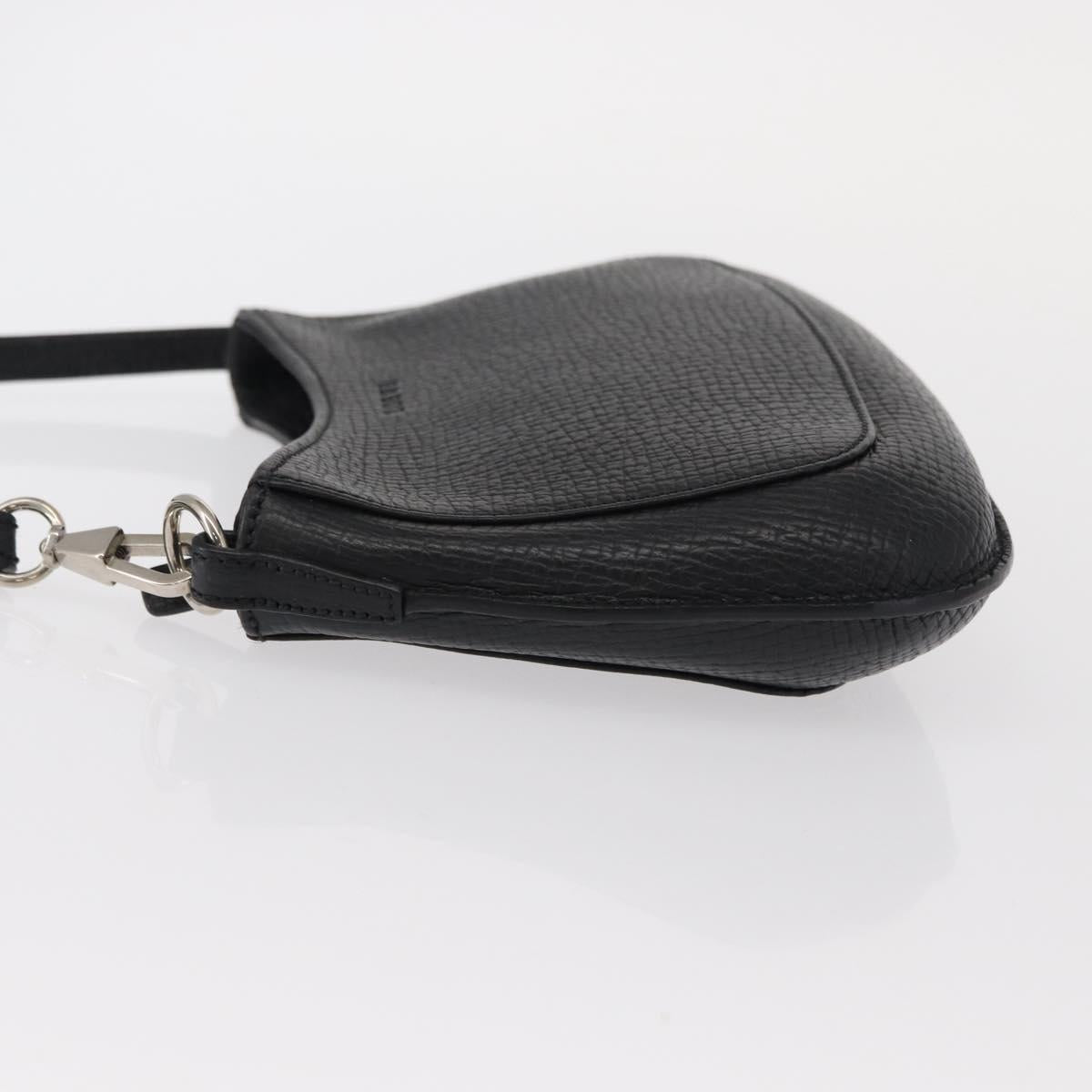 LOEWE Accessory Pouch Leather Black Silver Auth yk19756