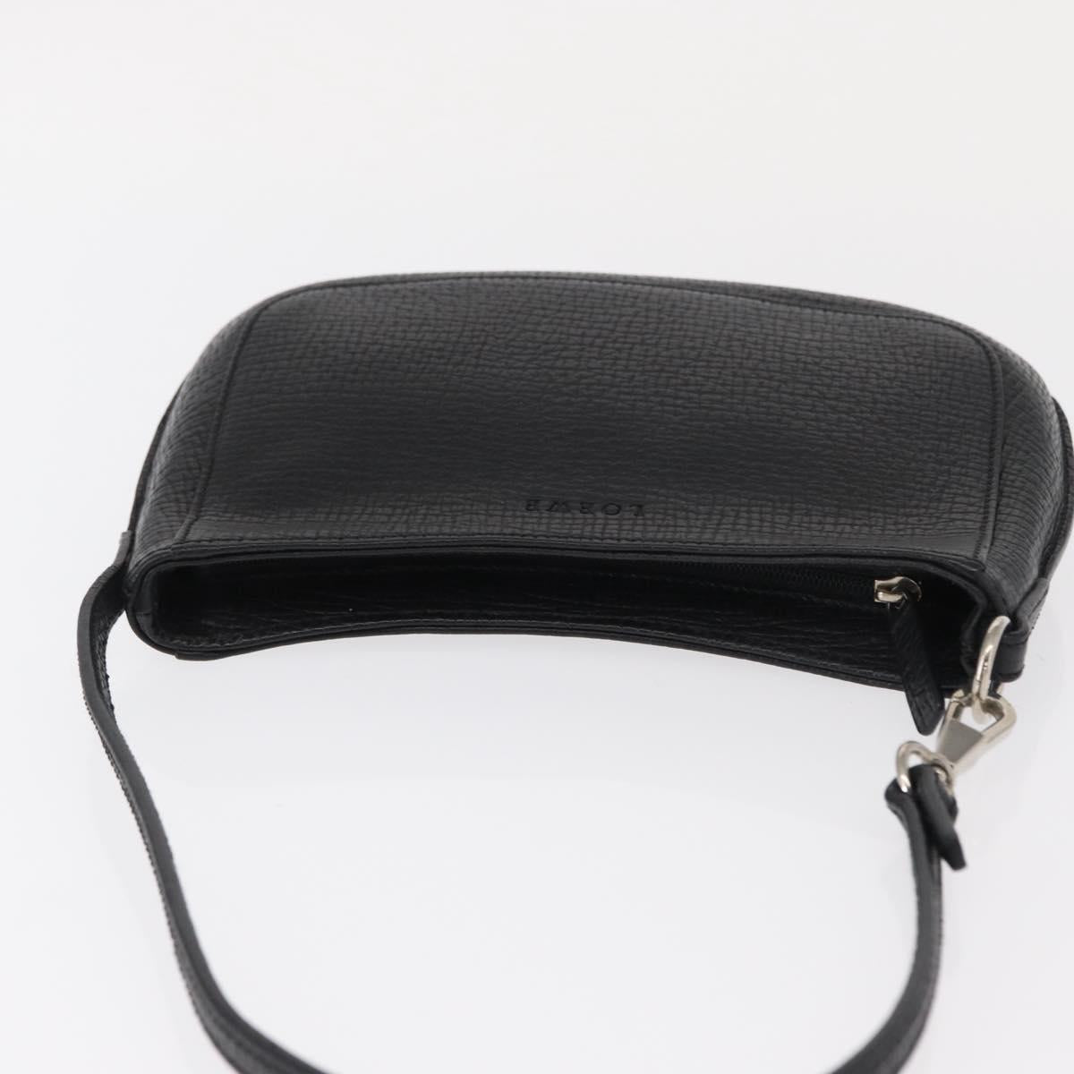 LOEWE Accessory Pouch Leather Black Silver Auth yk19756