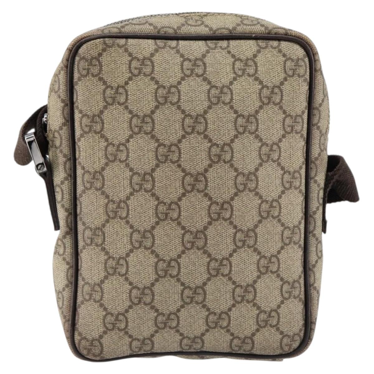 GUCCI GG Supreme Shoulder Bag PVC Beige Silver 122754 Auth yk19762