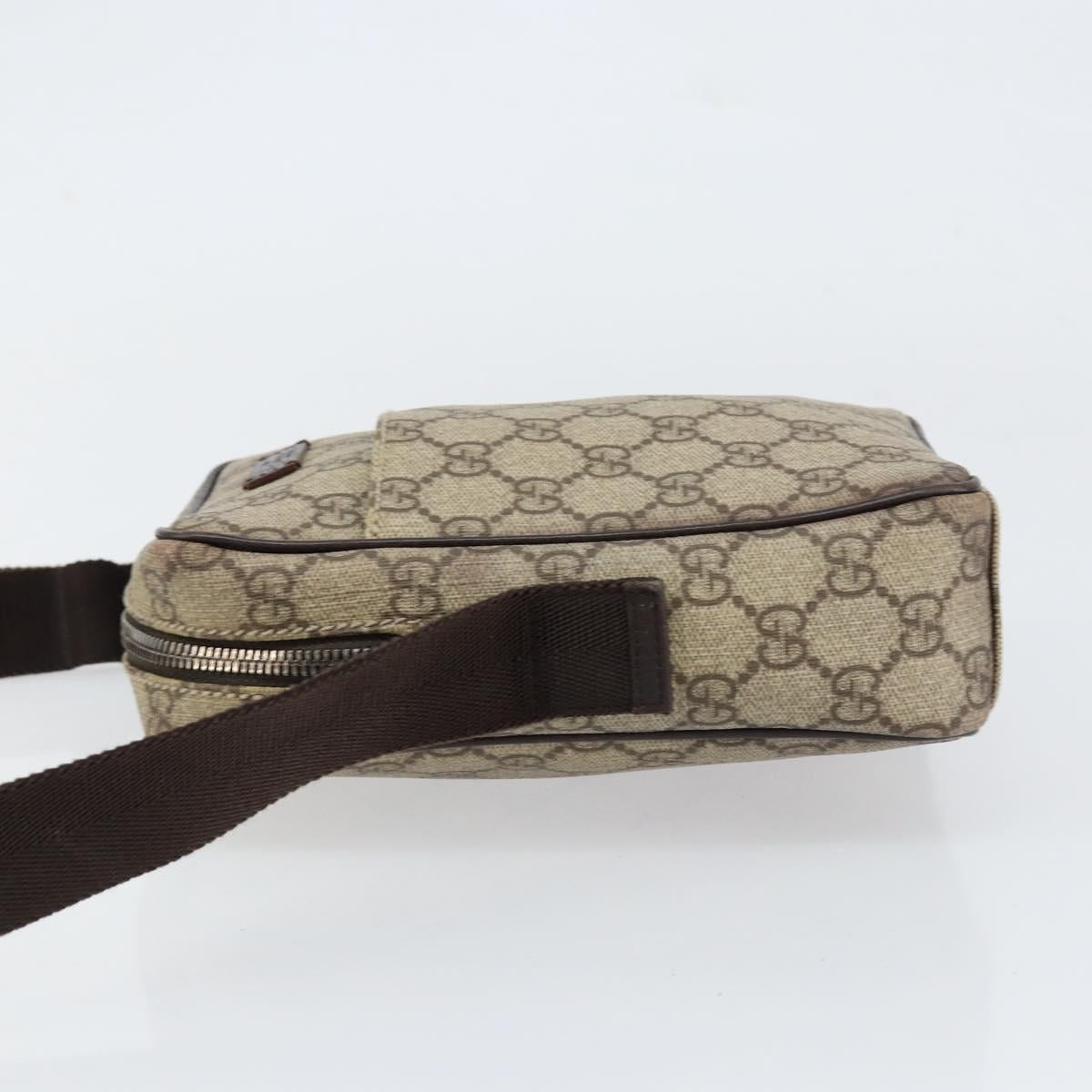 GUCCI GG Supreme Shoulder Bag PVC Beige Silver 122754 Auth yk19762