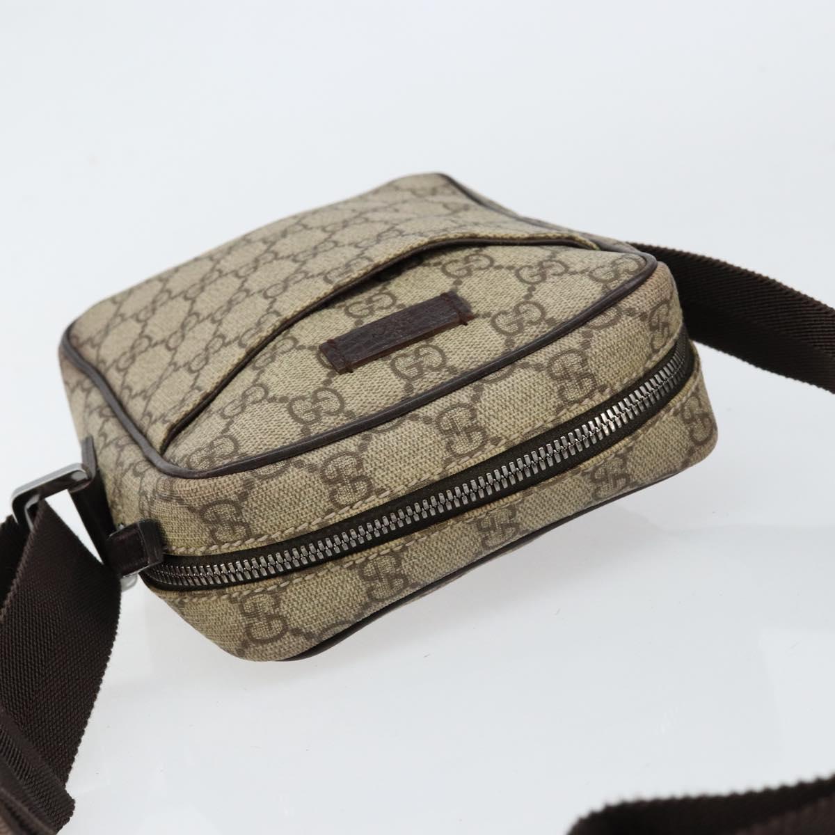 GUCCI GG Supreme Shoulder Bag PVC Beige Silver 122754 Auth yk19762