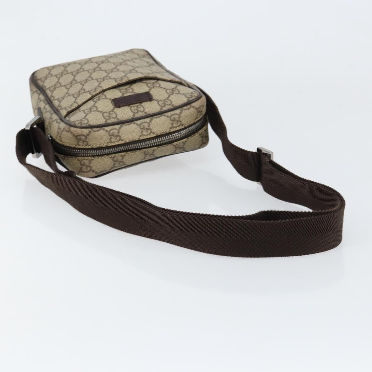 GUCCI GG Supreme Shoulder Bag PVC Beige Silver 122754 Auth yk19762