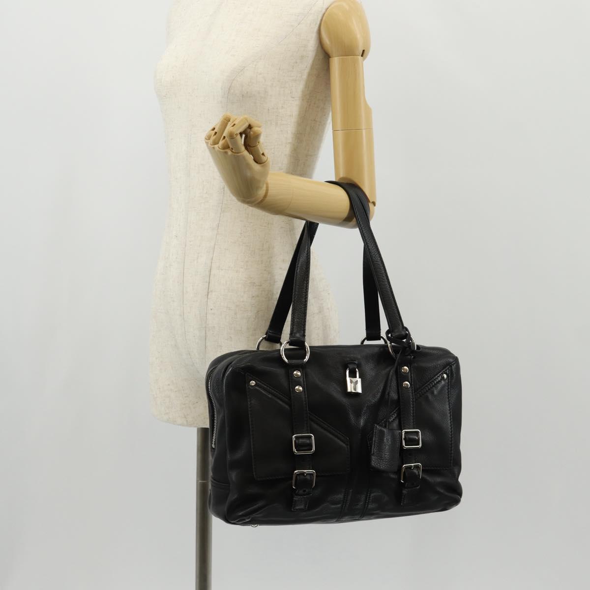 SAINT LAURENT Shoulder Bag Leather Black Silver 227747 Auth yk19763V