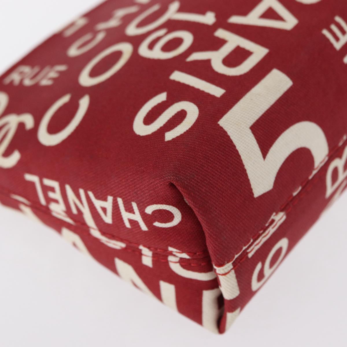 CHANEL Bycy Pouch Canvas Red CC Auth yk19768