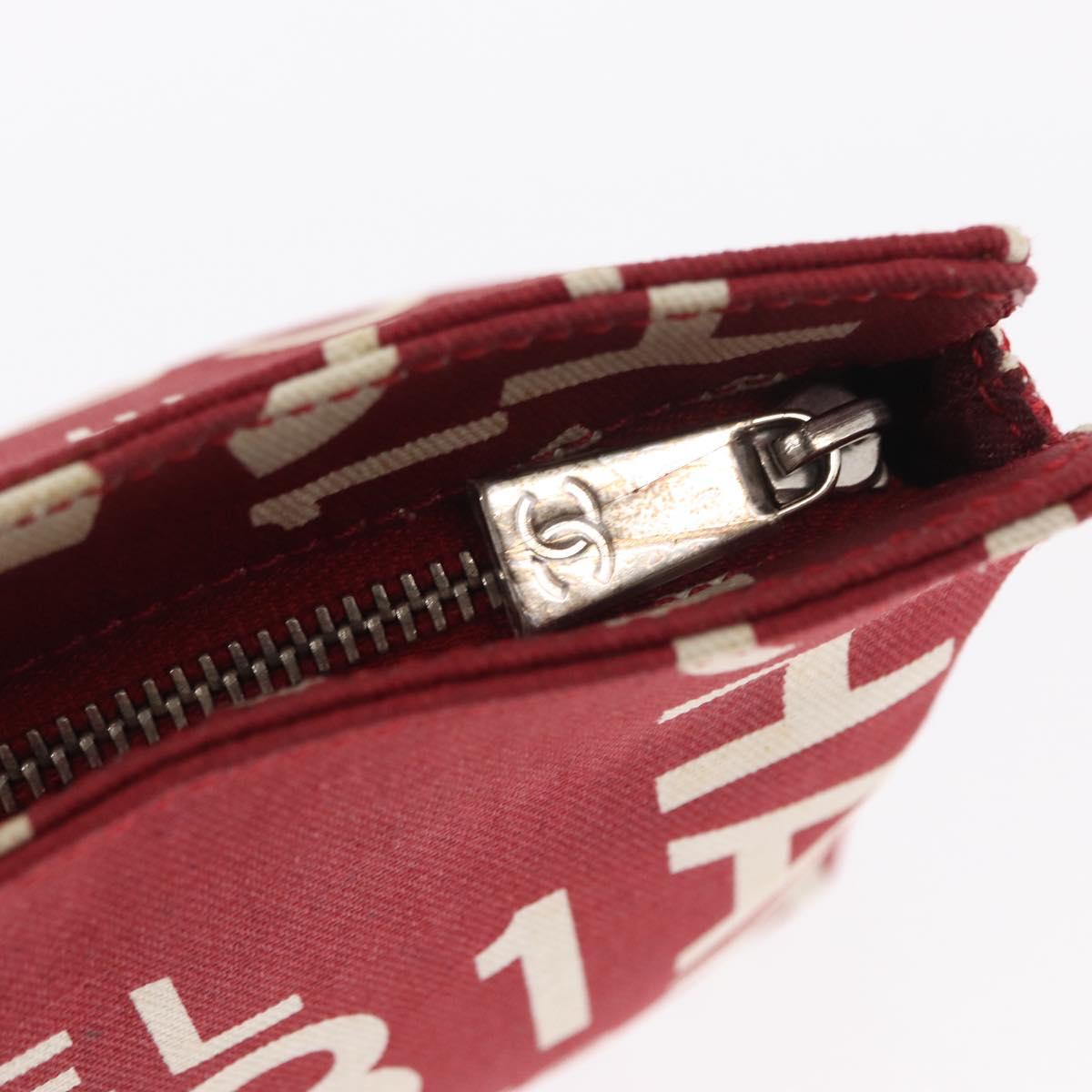 CHANEL Bycy Pouch Canvas Red CC Auth yk19768