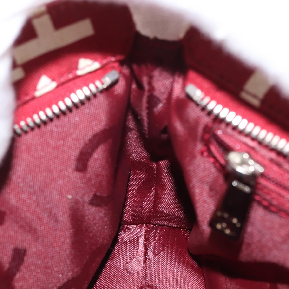 CHANEL Bycy Pouch Canvas Red CC Auth yk19768