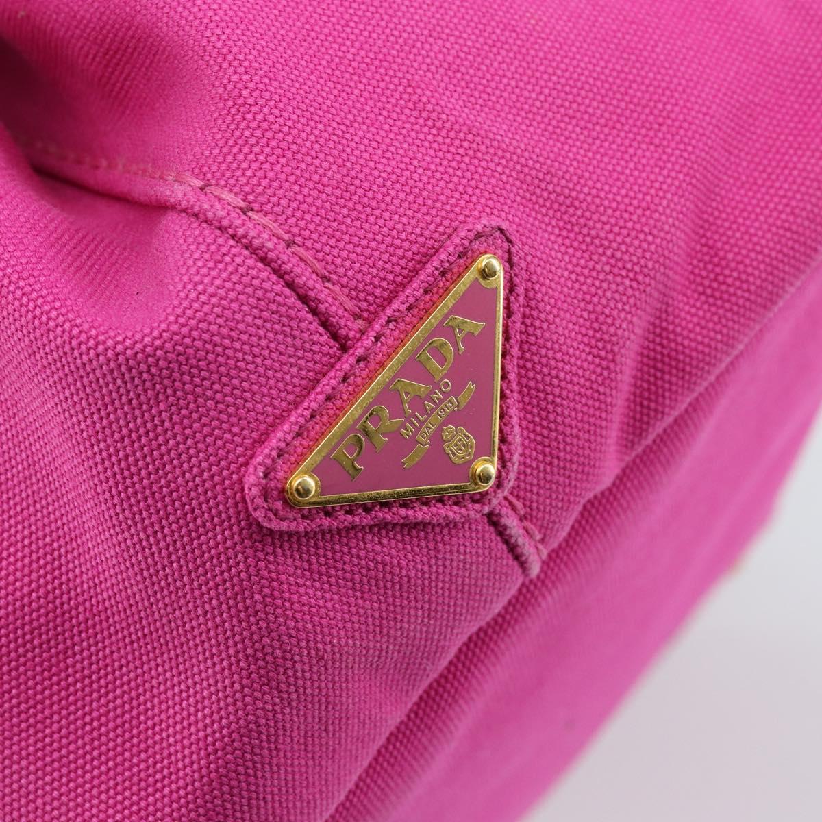 PRADA Canapa MM Hand Bag Canvas Pink Gold Auth yk19772