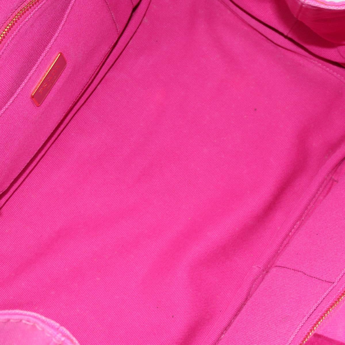 PRADA Canapa MM Hand Bag Canvas Pink Gold Auth yk19772