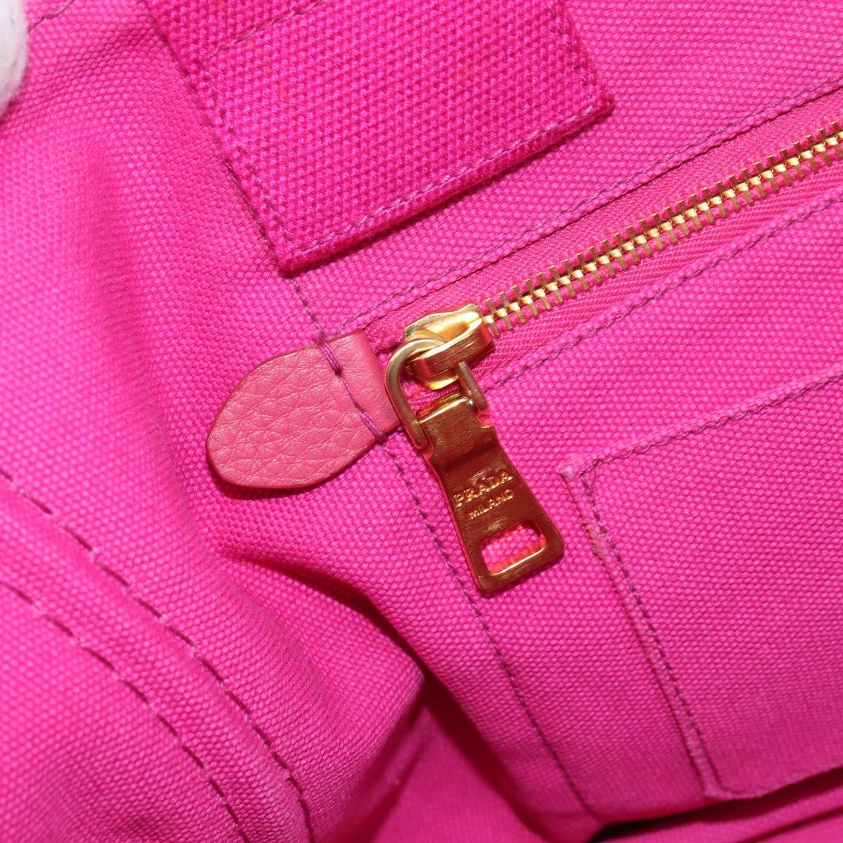 PRADA Canapa MM Hand Bag Canvas Pink Gold Auth yk19772