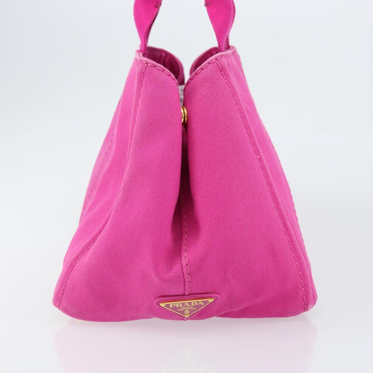 PRADA Canapa MM Hand Bag Canvas Pink Gold Auth yk19772