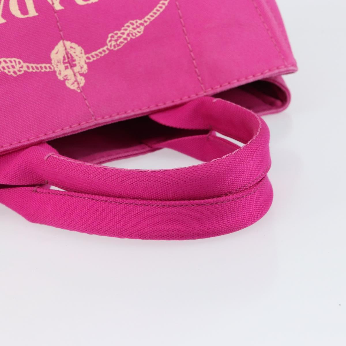 PRADA Canapa MM Hand Bag Canvas Pink Gold Auth yk19772