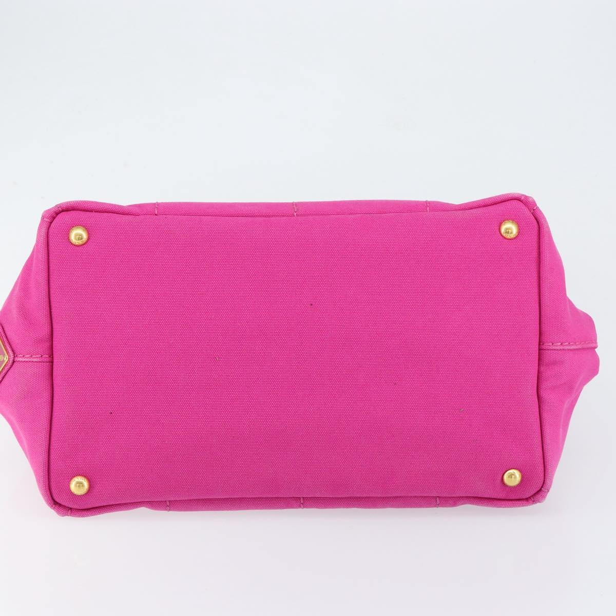 PRADA Canapa MM Hand Bag Canvas Pink Gold Auth yk19772