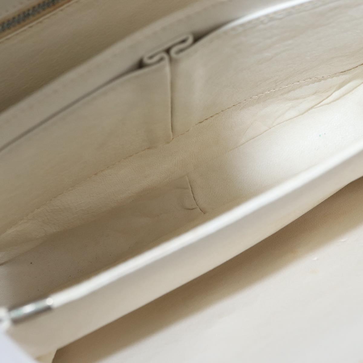 CELINE Shoulder Bag Leather White Gold Auth yk19773