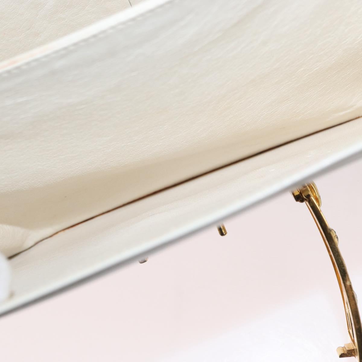 CELINE Shoulder Bag Leather White Gold Auth yk19773